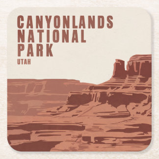 Canyonlands National Park Utah Minimal Landscape Square Paper Coaster