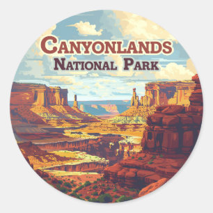 Canyonlands National Park Utah Moab Retro Classic Round Sticker