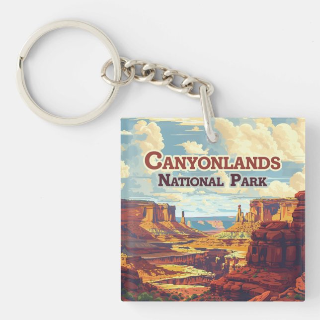 Canyonlands National Park Utah Moab Retro Key Ring (Front)