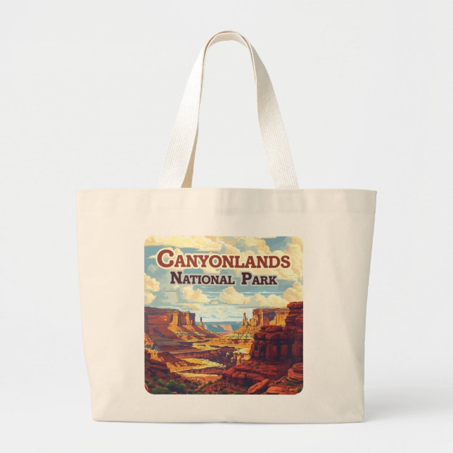 Canyonlands National Park Utah Moab Retro Large Tote Bag (Front)