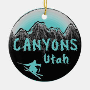 Canyons Utah skier Ceramic Ornament
