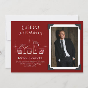 Cap and Cocktail Graduation Announcement Maroon