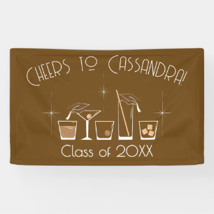 Cap and Cocktail Graduation Party Brown Banner