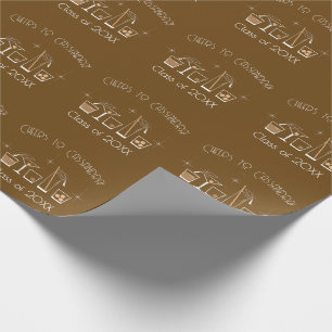 Cap and Cocktail Graduation Party Brown Wrapping Paper