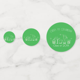 Cap and Cocktail Graduation Party Green Confetti