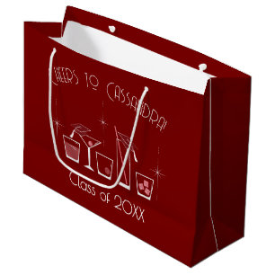 Cap and Cocktail Graduation Party Maroon Large Gift Bag