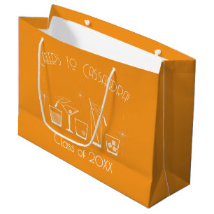 Cap and Cocktail Graduation Party Orange Large Gift Bag