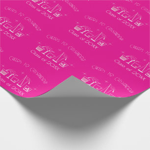 Cap and Cocktail Graduation Party Pink Wrapping Paper