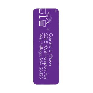 Cap and Cocktail Graduation Party Purple Return Address Label