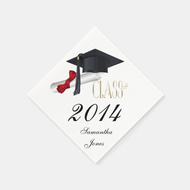 Cap and Diploma 2014 Graduate Party Napkins (Corner)