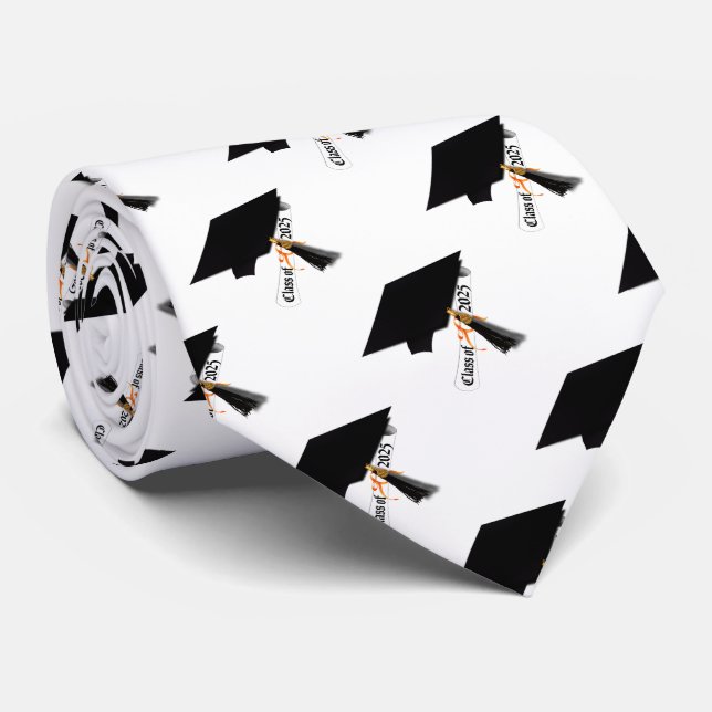 Cap and Diploma Class of 2025 Graduation Tie (Rolled)