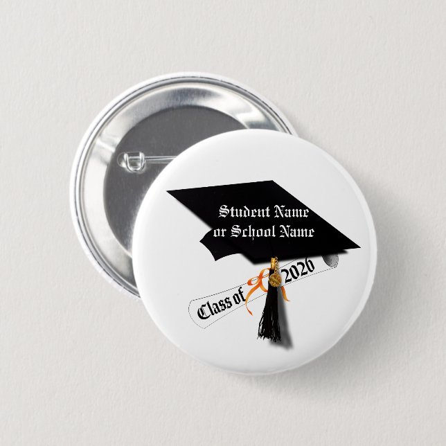 Cap and Diploma Class of 2026 Graduation 6 Cm Round Badge (Front & Back)