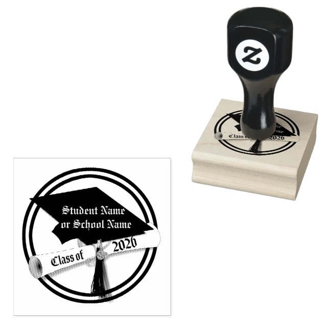 Cap and Diploma Class of 2026 Graduation Rubber Stamp (Stamped)
