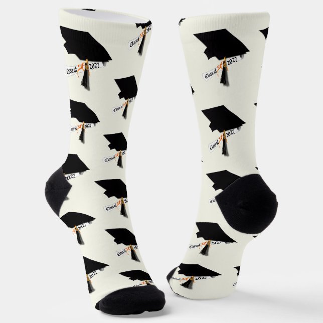 Cap and Diploma Class of 2027 Graduation Socks (Angled)