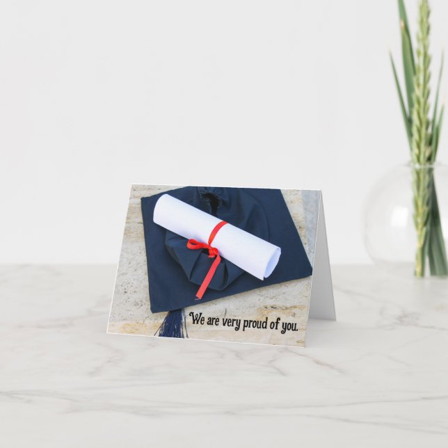 Cap And Diploma Graduation Greeting Card (Front)