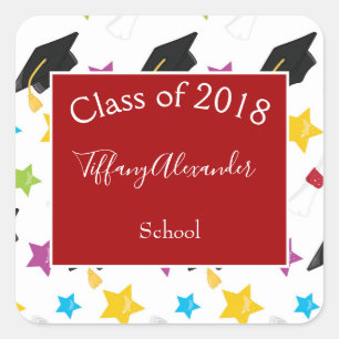 Cap and Diploma graduation party Square Sticker