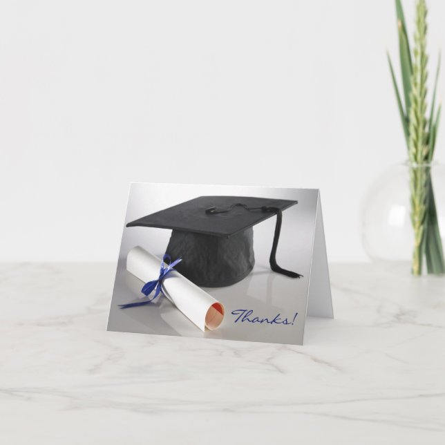 Cap and Diploma Photo Graduation Thank-You Card (Front)