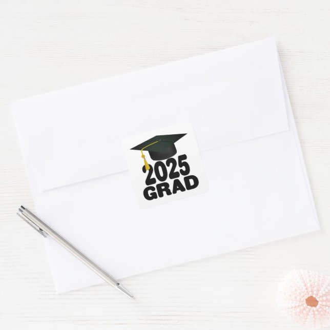 Cap and Tassel Class of 2025 Graduation  Square Sticker (Envelope)