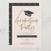 Cap and Tassel Graduation Party Gold Foil Blush