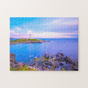 Cap Auget Lighthouse Nova Scotia. Jigsaw Puzzle