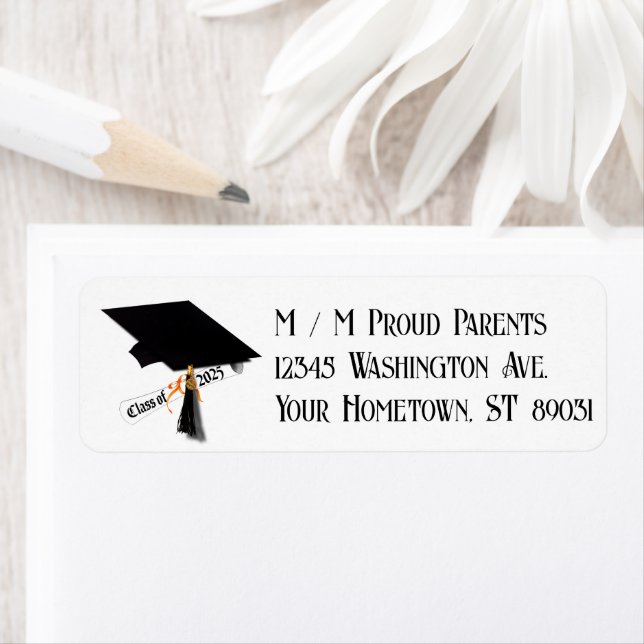 Cap Diploma Class of 2025 Graduation Return Address Label (Insitu)