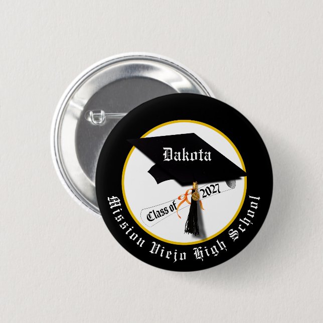 Cap Diploma Class of 2027 Graduation 6 Cm Round Badge (Front & Back)