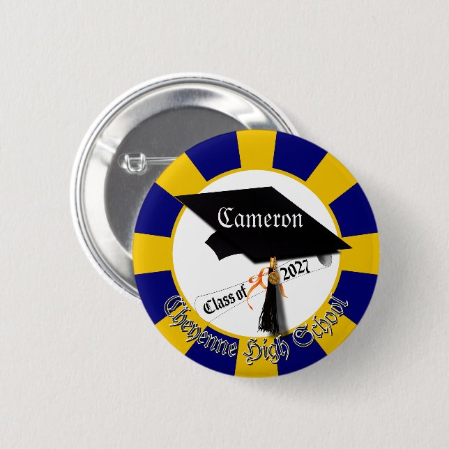 Cap Diploma Class of 2027 Graduation 6 Cm Round Badge (Front & Back)