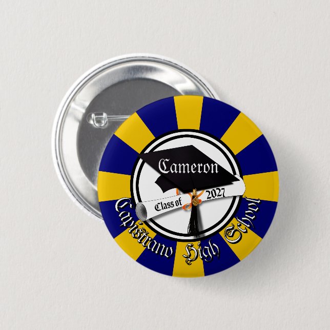 Cap Diploma Class of 2027 Graduation 6 Cm Round Badge (Front & Back)