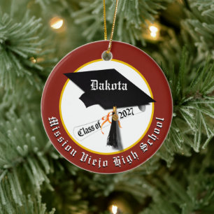 Cap Diploma Class of 2027 Photo Graduation Ceramic Ornament