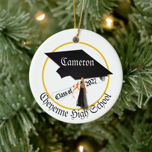 Cap Diploma Class of 2027 Photo Graduation Ceramic Ornament (Tree)