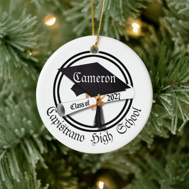 Cap Diploma Class of 2027 Photo Graduation Ceramic Ornament (Tree)