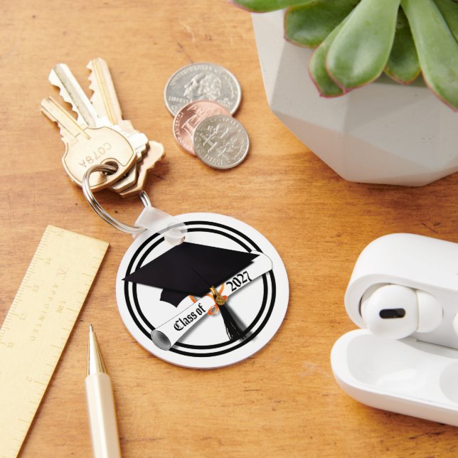 Cap Diploma Class of 2027 Photo Graduation Key Ring (Desk)