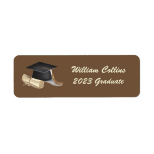 Cap & diploma graduate postage stamp return address label