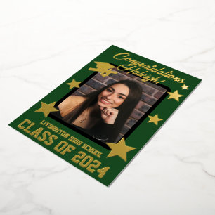 Cap, Diploma, & Stars, Green & Gold Graduation