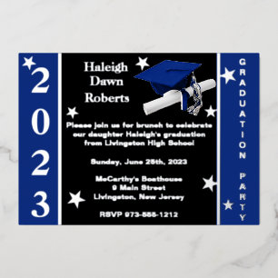Cap, Diploma, & Stars, Royal Blue, Black, & Silver