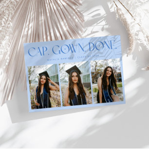 Cap. Gown. Done. Multi Photo Icy Blue Graduation Announcement