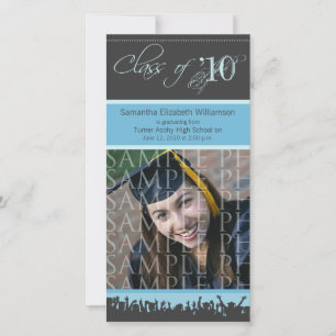 Cap & Gown Graduation Photo Announcement (blue)