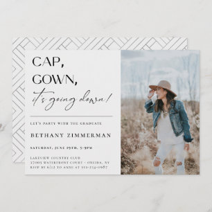Cap Gown It's Going Down Graduation Party Invitation