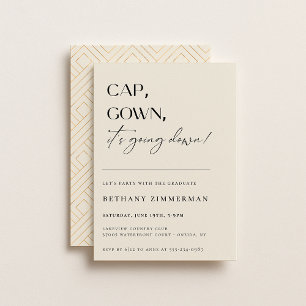 Cap Gown It's Going Down Graduation Party Invitation