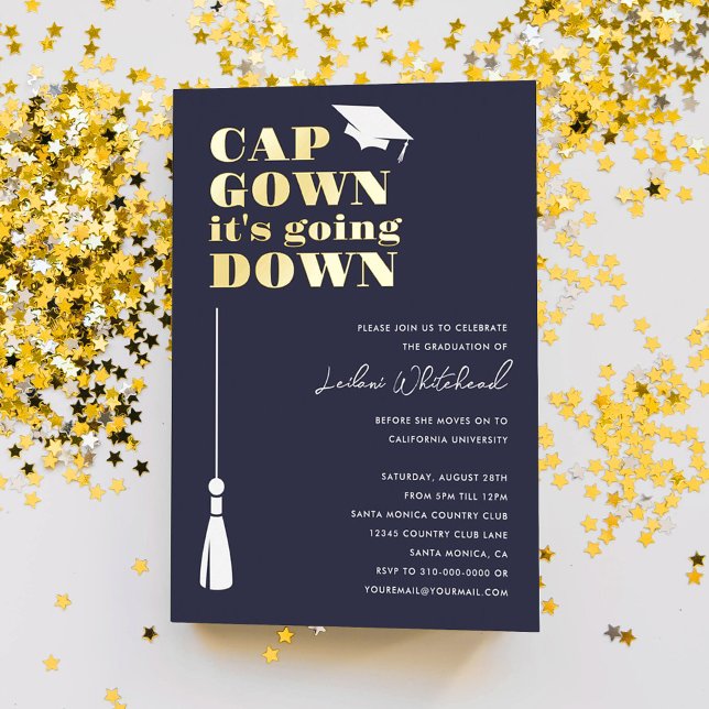 Cap Gown it's Going Down Graduation Party Navy (Creator Uploaded)