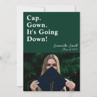 Cap Gown It's Going Down Green Modern Graduation