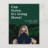 Cap Gown It's Going Down Green Modern Graduation