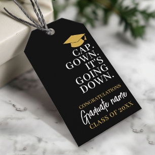 Cap Gown It's Going Down - Name Modern Graduation Gift Tags