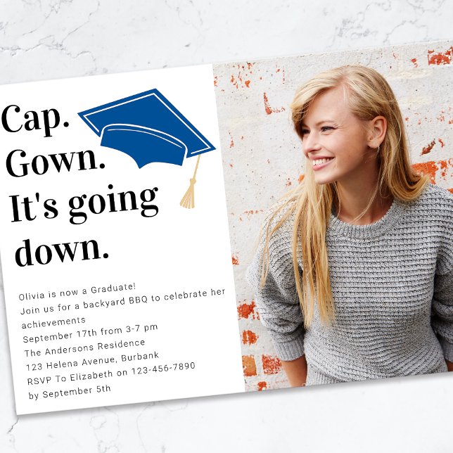 Cap Gown It's Going Down Photo Graduate Invitation (Creator Uploaded)