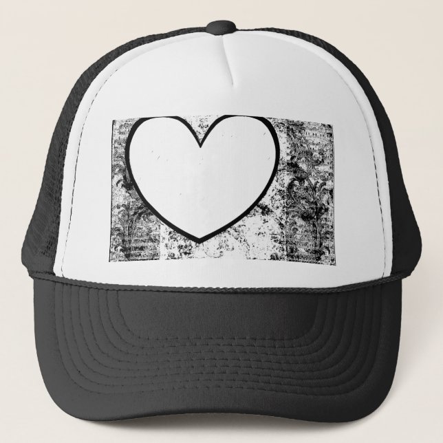 Cap, Hat,  Heart Photo Insert Frame Grunge Trucker Hat (Front)