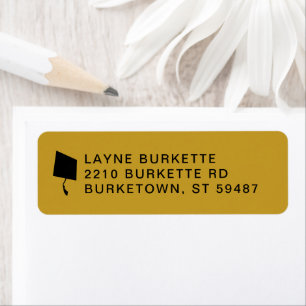 Cap Toss Black & Gold Graduation Return Address Label