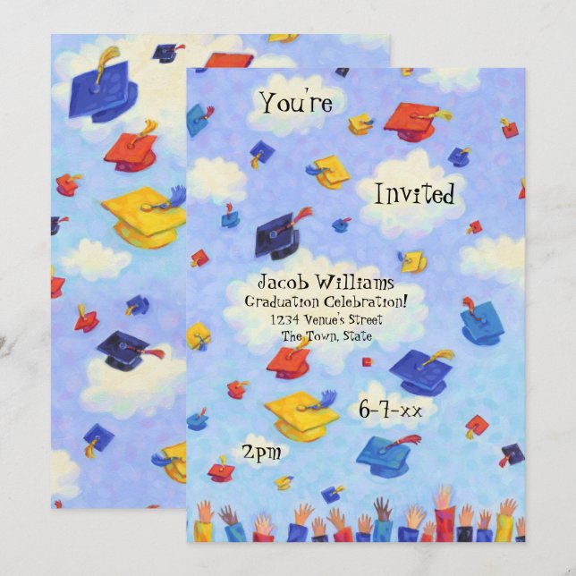 Cap Toss Graduation Party Invitation (Front/Back)