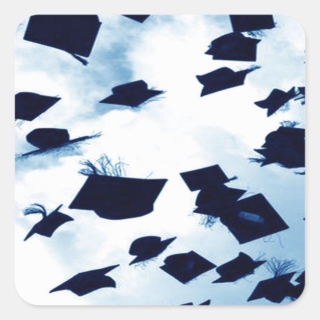 Cap Toss Graduation Square Sticker (Front)