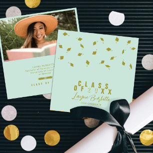 Cap Toss Olive & Sage Graduation Announcement