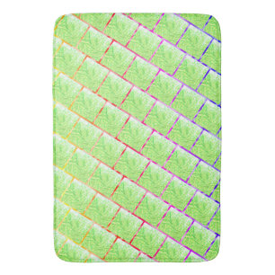 Capa de Iphod, quadrados verdes e linhas coloridas Bath Mat